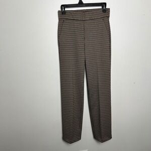 NWT LOFT Womens XS Houndstooth Pull On Trousers Brown Black